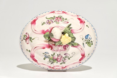 A French faience de l'Est tureen and cover on stand, 19th C.